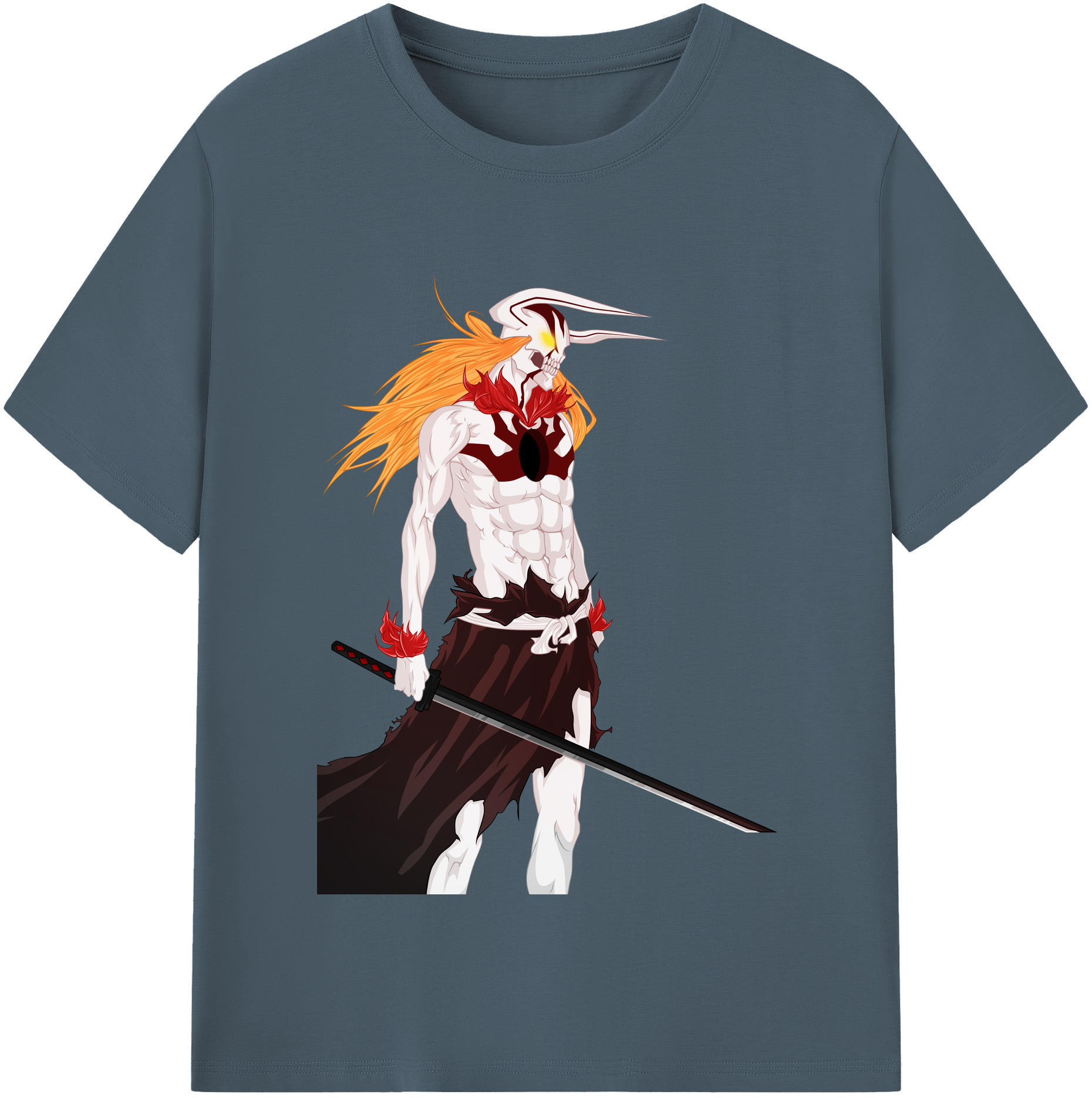 （画像用） ブリーチ 黒崎一護（くろさき いちご）BLEACH Kurosaki Ichigo 綿100％半袖Tシャツ（フロントプリント）